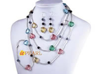 Multi-color 14mm heart crystal black pearl necklace wholesale