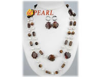 wholesale Tiger's Eye & pearl necklaces earring set online