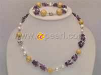 Gilded ball and pearl necklace set online wholesale