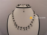 Elegant charm chains with white FW pearl & black agate jewelry