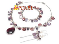 Purple color jewelry set with pink little pearls online wholesal