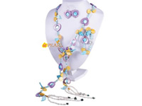 Purple heart shell necklace with 7-8mm green pearls wholesale