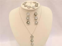 Wholesale freshwater pearl neckalce, bracelet & earrings set