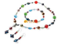 Wholesale crystal and shell pearl with cloisonne beads necklace