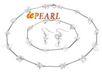 Wholesale sterling TIN-CUP necklace & earrings with crystals