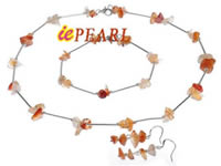 Wholesale sterling TIN-CUP necklace, earrings set with agates