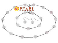 Wholesale sterling TIN-CUP necklace, earrings with rose quartz