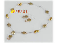 925 silver champagne colorized pearl jewelry set wholesale