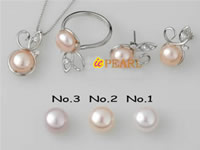 8.5-9mm button pearl jewelry set in 925 silver wholesale