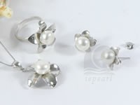 8.5-9mm button pearl jewelry set in 925 silver wholesale online