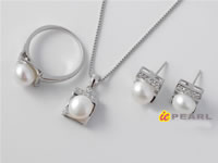 7.5-8mm bread pearl jewelry set in 925 silver on wholesale