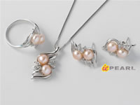 5.5-6mm bread pearl jewelry set in 925 silver on wholesale