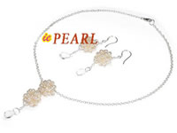 Wholesale sterling silver pearl ball pendant necklace, earrings