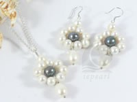 Wholesale freshwater pearl 925 silver chain necklaces set