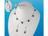 Wholesale natural A grade malachite sterling silver jewelry set