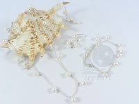 Wholesale white rice pearl necklace jewelry in silver chain