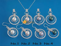9.5-10mm round pearl sterling jewelry set wholesale online