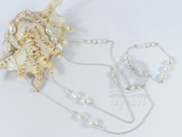 Wholesale hand wrapped white freshwater pearl jewelry set
