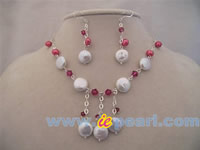 Coin pearl & Austria crystal Bridal jewelry set wholesale online