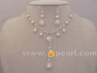 Wholesale clean white bridal jewelry set with pearls and crystal