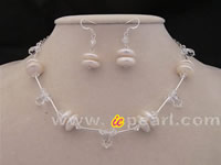 Wholesale white coin pearl bridal jewelry with Swarovski crystal