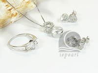 eight shape sterling silver rhodium plated set