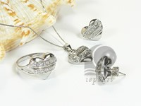 heart shape sterling silver rhodium plated set