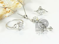 angle shape sterling silver rhodium plated set