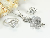 circle sterling silver rhodium plated set