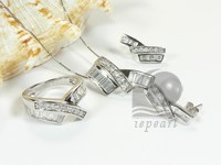 chip shape sterling silver rhodium plated set