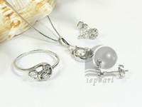 twist sterling silver rhodium plated set