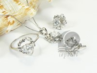 star shape sterling silver rhodium plated set