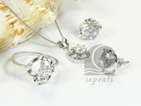 irregular sterling silver rhodium plated set