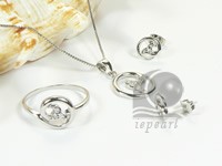 round sterling silver rhodium plated set
