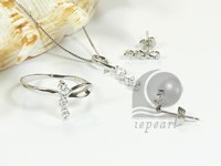 abnormal long shape sterling silver rhodium plated set