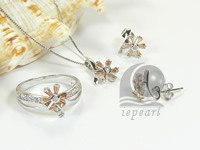 yellow flower shape sterling silver rhodium plated set