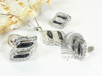 dark purple sterling silver rhodium plated set