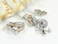 wholesale yellow sterling silver rhodium plated set
