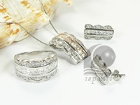 wavy sterling silver rhodium plated set