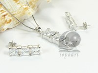 three square sterling silver rhodium plated set