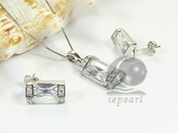 column shape sterling silver rhodium plated set