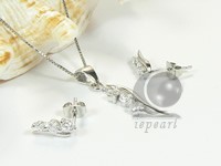 tail shape sterling silver rhodium plated set