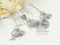 dolphin shape sterling silver rhodium plated set