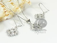club shape sterling silver rhodium plated set
