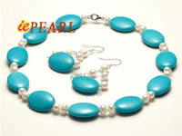Fresh water 6 -7mm pearl necklace & earrings set wholesale