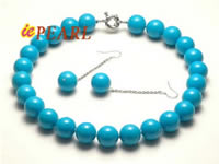 16mm blue round Turquoise necklace and earrings wholesale
