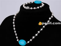 Hand wrapped 6-7mm white pearl jewelry set wholesale online