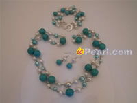 hand wired blue turquoise & freshwater pearl jewelry wholesale