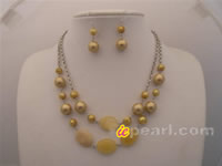 wholesale champagne double row pearl beach jewelry set