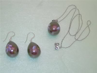Wholesale printed flower shell pearl necklace and earrings set